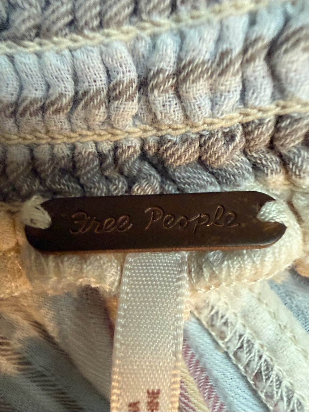 Free People Vertical Striped Circle Skirt in Cream, Gray & Peach - Picture 3 of 3